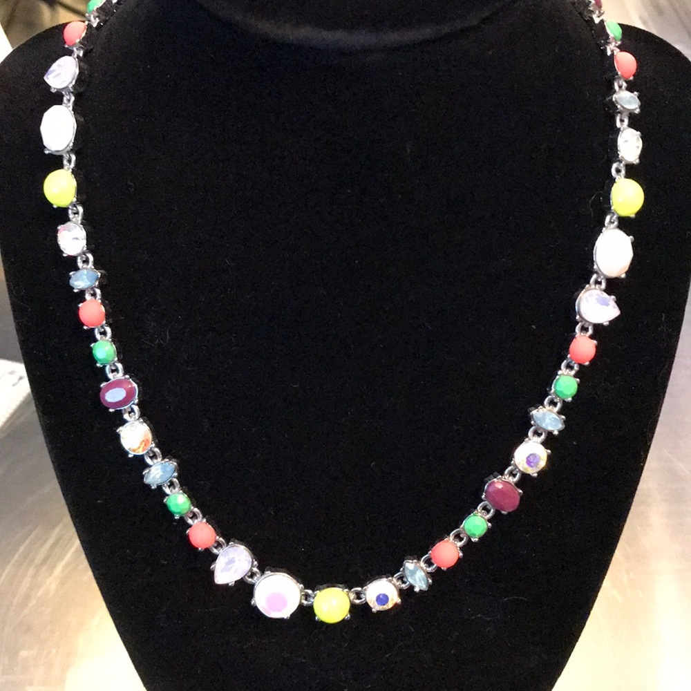 NEW w/tags J.Crew multi-color rhinestone necklace